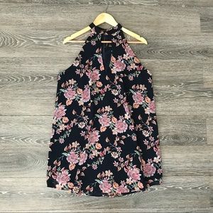 Forever21 Dark Navy Floral Keyhole Shift Dress